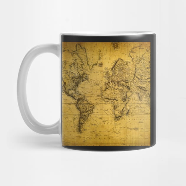 Vintage Map Art Ancient Map of The World 1814 by Darksavage